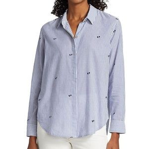 Rails Blue & White Striped Button-Down Shirt with Heart Embroidery